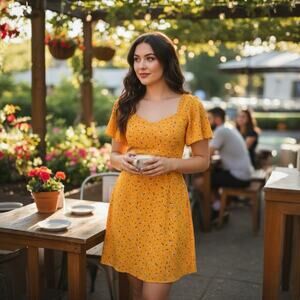 Sienna Sky Yellow Floral Smocked Sundress - Size Medium